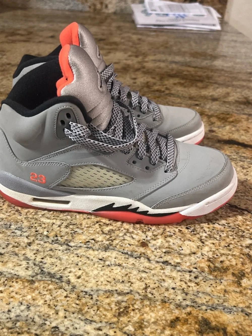 Jordan Men’s Grey Sneakers with Infrared Accents